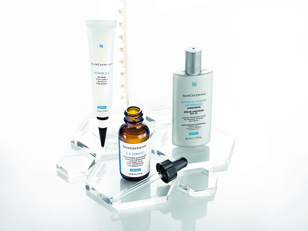 Skinceuticals - product samples on table